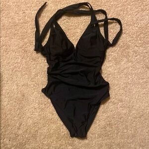 Cupshe Black Wrap-Style One Piece Swimsuit